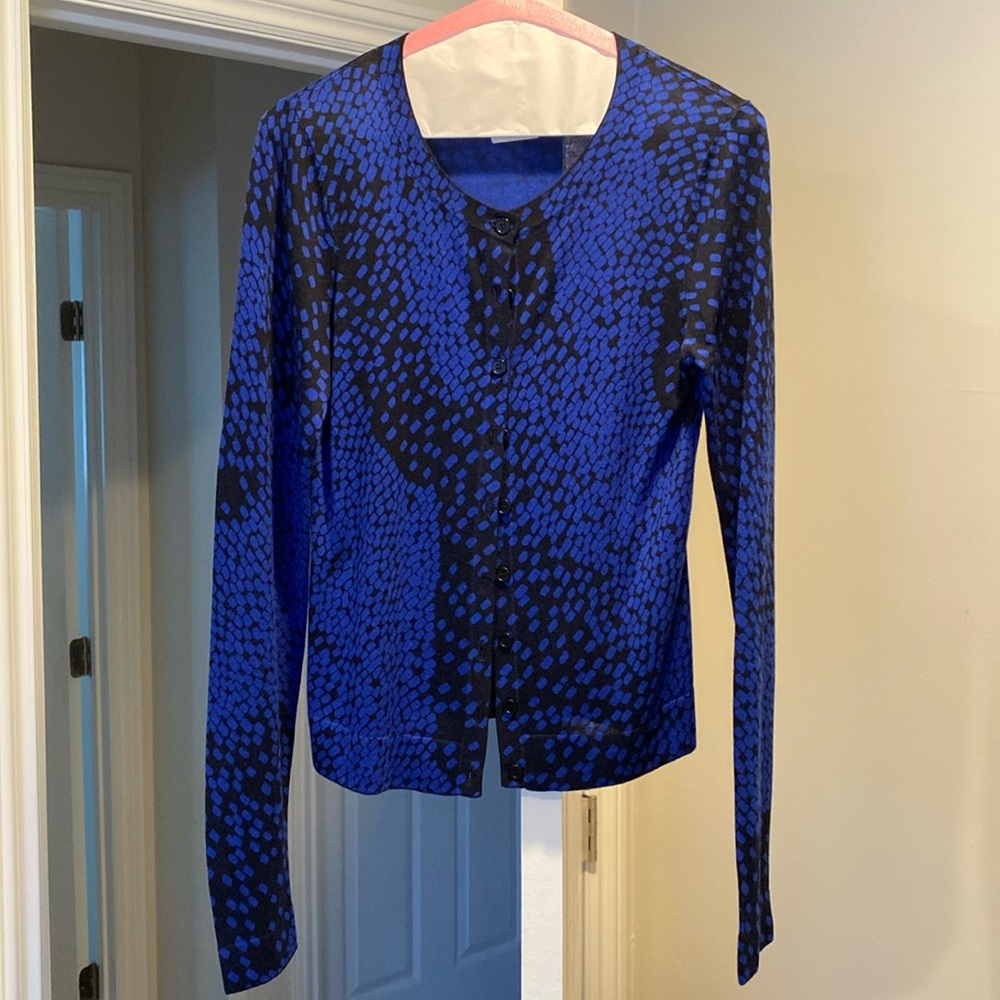Diane Von Furstenberg Blue and Black Cardigan